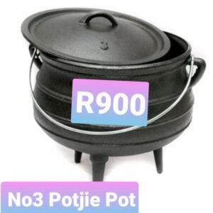 No.3 Black Cast Iron Potjie Pot
