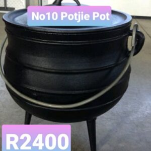 No.10 Black Cast Iron Potjie Pot